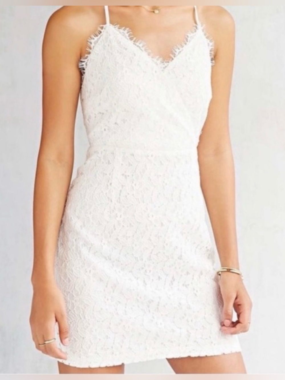 Kimchi Blue Urban Outfitters White Lace Halter Mini Dress - Size 4
